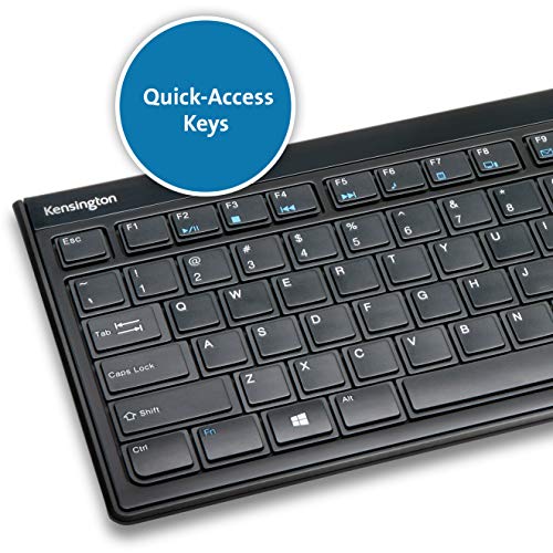 Kensington Slim Type Wireless Quiet Keyboard (K72344US), Black | Low-profile slim keys, quiet typing, reliable wireless connection