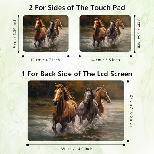 Laptop Skin Sticker Decal, Universal Reusable Vinyl Laptop Cover for 12" 13" 13.3" 14" 15" 15.4" 15.6" Notebook PC, Reusable Waterproof Scratch-Resistant with 2 Wrist Pads,Horses in River - color: Horses in River