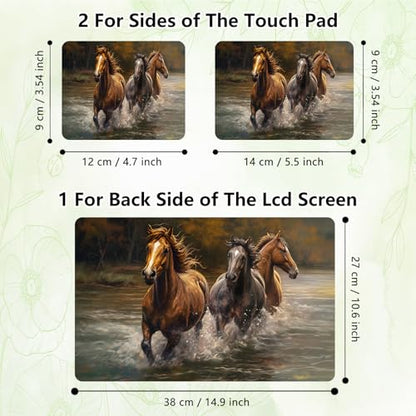 Laptop Skin Sticker Decal, Universal Reusable Vinyl Laptop Cover for 12" 13" 13.3" 14" 15" 15.4" 15.6" Notebook PC, Reusable Waterproof Scratch-Resistant with 2 Wrist Pads,Horses in River - color: Horses in River