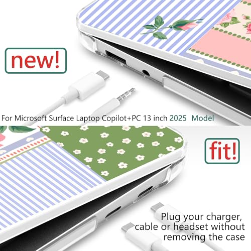 Batianda Case for Microsoft Surface Laptop 13 inch 2025 2026,Chic Patchwork | Fits Model 2095, Artistic Patterns Ultra-Slim Lightweight Scratch-Resistant Hard Shell with Professional Protection - color: Floral striped frame