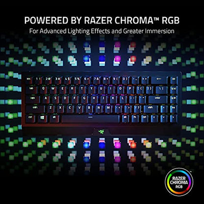 Razer BlackWidow V3 Mini HyperSpeed 65% Wireless Mechanical Gaming Keyboard: HyperSpeed Wireless Technology - Green Mechanical Switches- Tactile & Clicky - Doubleshot ABS keycaps - 200Hrs Battery Life - color: Green Switches - Tactile & Clicky, size: Blac