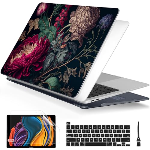 Batianda LumiArt Case for MacBook Pro 13 inch 2020 2022, Renaissance Floral | Fits Model A2338 M2 M1 A2251 A2289,1.2mm Slim Lightweight Hard Shell Cover, Scratch Resistant,4-in-1 Accessories Bundle - color: Vintage Flower
