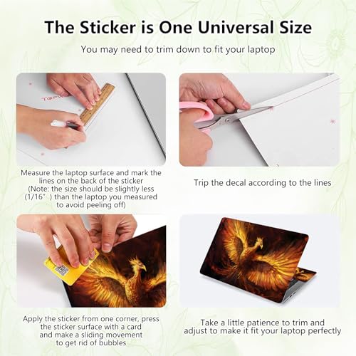 Laptop Skin Sticker Decal, Universal Reusable Vinyl Laptop Cover for 12" 13" 13.3" 14" 15" 15.4" 15.6" Notebook PC, Waterproof Scratch-Resistant with 2 Wrist Pads, Easy to Apply & Remove,Cool Phoenix - color: Cool Phoenix