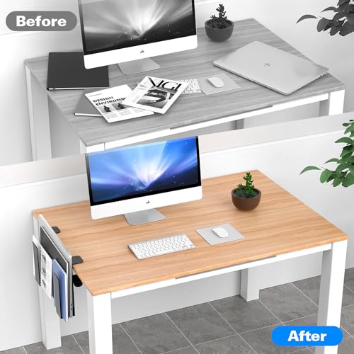 Adjustable Side Laptop Mount, No Drill Desk Storage Organizer, Metal Hanging Notebooks Holder, Punch-Free Clamp for MacBook Pro, Documents With Anti-Scratch Silicone