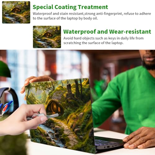 Laptop Skin Sticker Decal, Universal Protective Cover Fit 12 13 14 15.6 Inch Notebook, Reusable Water-Resistant Vinyl Decal w/ 2 Wrist Pads for Business Travel Office, Creek Castle - color: Creek Castle
