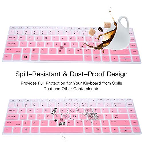 Keyboard Skin Cover for HP Elitebook 840 G5 & 840 G6 14" Notebook, HP Elitebook 745 G5 & 745 G6 14/HP ZBook 14U G5 Keyboard Protector Protective Skin, Gradual Pink (NOT Fit EliteBook 840 845 G7 G8) - color: Ombre Pink
