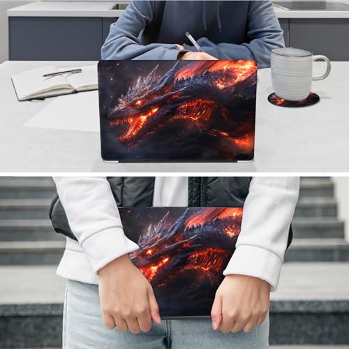 Laptop Skin Sticker Decal 12"-15.6" Universal Laptop/Notebook/Netbook Vinyl - Waterproof Scratch Resistant,Fits HP Dell Lenovo MacBook,2 Free Wrist Pads,Easy Apply & Remove,Fire Dragon Roar - color: Fire Dragon Roar