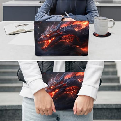 Laptop Skin Sticker Decal 12"-15.6" Universal Laptop/Notebook/Netbook Vinyl - Waterproof Scratch Resistant,Fits HP Dell Lenovo MacBook,2 Free Wrist Pads,Easy Apply & Remove,Fire Dragon Roar - color: Fire Dragon Roar