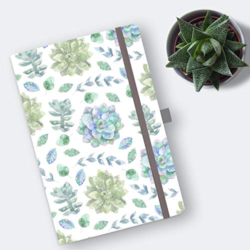 RICCO BELLO Undated Weekly Planner To Do Notebook, 5.7 x 8.4 Inches | Hardcover, Succulents Design, Pen Holder & Bookmark, Band Closure & Storage Pocket, For Work, School, Home - color: Succulents
