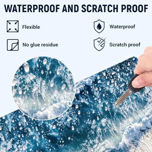 3Pcs Summer Beach Laptop Skin Sticker Coast Universal Removable Vinyl Stickers Fits for 12.1 13 14 15.6 16 Inch Waterproof Notebook Decal Cover Gift - color: sea blue
