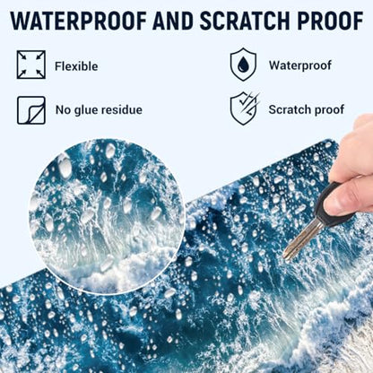 3Pcs Summer Beach Laptop Skin Sticker Coast Universal Removable Vinyl Stickers Fits for 12.1 13 14 15.6 16 Inch Waterproof Notebook Decal Cover Gift - color: sea blue