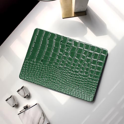 Crocodile Case for MacBook Air 13 inch M1 2022 2021 2020 2019 2018 A2337 A2179 A1932, Crocodile MacBook Air M1 Case, Aligator Skin Snakeskin PU Leather Hardshell & Keyboard Cover, Emerald Green - color: # Shiny Green Crocodile