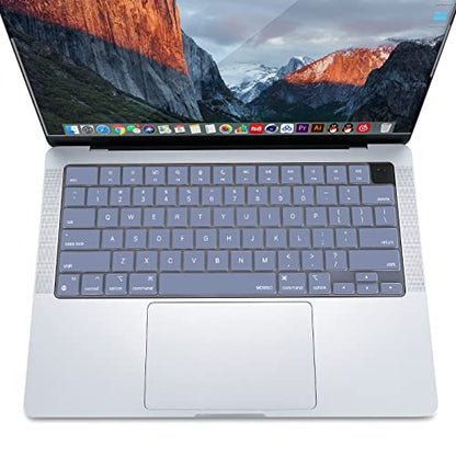 MOSISO Keyboard Cover Skin Compatible with MacBook Air 15 inch M3 M2 | A3114 A2941/Air 13.6 A3113 A2681/Pro 14/16 M4 M3 M2 M1, Lavender Gray - color: Lavender Gray