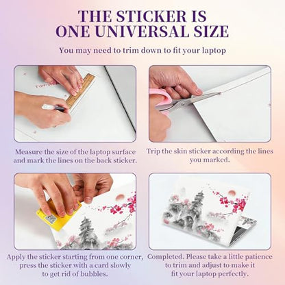 Laptop Skin Sticker Laptop Cover for 12" 13" 13.3" 14" Laptop Stickers,Reusable Skin Sticker Cover Personalized Art Waterproof & Scratch-Resistant Protector Case,Japanese Cherry Blossom - color: Japanese Cherry Blossom