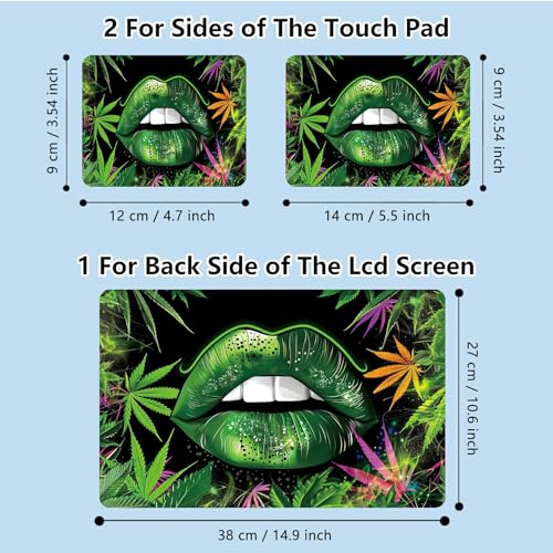 Universal Laptop Skin Sticker with 2 Wrist Pad Skins, Waterproof Scratch Resistant Vinyl Laptop Cover Decal, Cut to Fit for 11–15.6 Inch MacBook HP Dell Lenovo, Green Lip Weeds - color: Green Lip Weeds