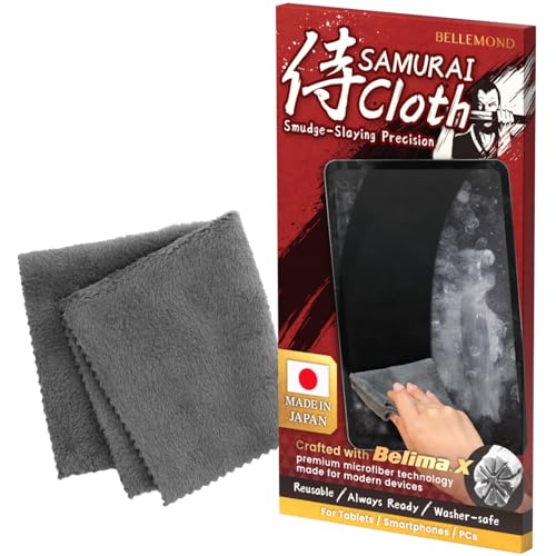 BELLEMOND「Samurai Cloth」Japanese Microfiber Cleaning Cloth | Washable, Reusable, Lint Free Cloth for Phones, Laptops, Lenses, Screens & Electronics | Made in Japan | Medium - size: Medium: 8” × 8”