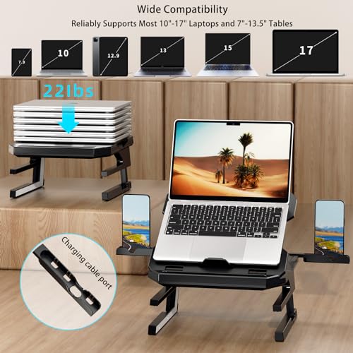 Laptop Stand for Desk, Phone Stand, Extended Laptops Riser, Elevator, 3 Height Adjustable, Rotatable Base, 10-17 Inches - color: Upgraded
