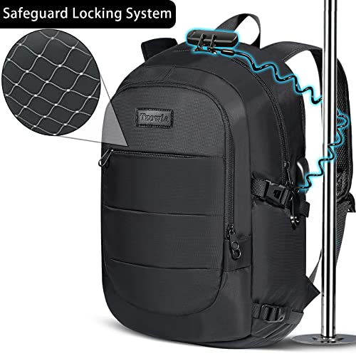 Tzowla 35 Liter Anti Theft Backpack with Giant Tumbler Holder Pocket and Lock,15.6 Inch Laptop Backpack - color: A-black, size: 35L 15.6inch