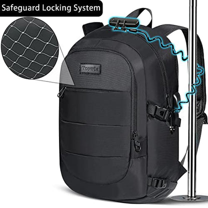 Tzowla 35 Liter Anti Theft Backpack with Giant Tumbler Holder Pocket and Lock,15.6 Inch Laptop Backpack - color: A-black, size: 35L 15.6inch
