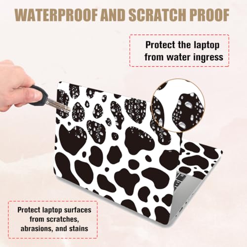 PLIGREAT Laptop Decal Sticker Skin Cover, Black White Cow Laptop Stickers Skins Decal Fits 12" 13" 13.3" 14" 15" Laptops Universal Removable Vinyl Notebook Art Protector Netbook PC Cover Decals - color: Black White Cow