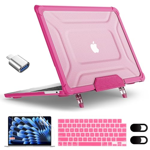 MEEgoodo Case for MacBook Air 15 inch 2026 2025 2024 2023, Case Fit Model (A3448/A3241/A3114/A2941) with M5/M4/M3/M2 Chip, Laptop Hard Shell with Heavy Duty Rugged Shockproof, Pink XK - color: Pink XK