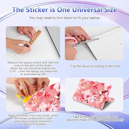 Laptop Skin Sticker Decal Cover,Peach Blossom | DIGTIALL Universal Laptop Skin Sticker, Waterproof Removable Notebook Decal Protector Cover for 12 13 14 15 Inch Laptops - color: Peach Blossom
