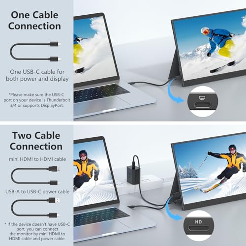 WGK 17.3 inch Portable Monitor 1080P FHD 144Hz Travel Display HDMI/USB-C Compatible with Laptops, Desktops, Phones, PS, Mac, Xbox, Switch, and Other Gaming Devices with Smart Cover & Speakers VESA - size: 17.3 Inch 1080p