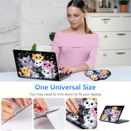 Laptop Skin Sticker Decal 15-15.6 Inch with Cute Mouse Pad, Universal Reusable Vinyl Sticker for 12.1 13 13.3 14 15.4 Inch Netbook and Notebook PC, Cute Cats - color: Cute Cats