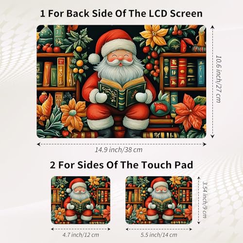 Laptop Skin Sticker 3-Piece Set,Old Man On Bookshelves | Trim-to-fit 3-piece vinyl set with one 15 x 10.6 in lid skin and two palm-rest decals for many 12-15.6 in laptops - color: Old Man On Bookshelves