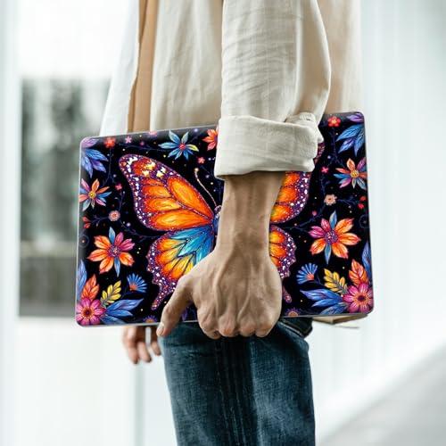 Reusable Universal Laptop Skin Sticker, Cut to Fit for 11.6–15.6 Inch Laptops, Waterproof Protective Film, No-Residue - Rainbow Butterfly - color: Rainbow Butterfly