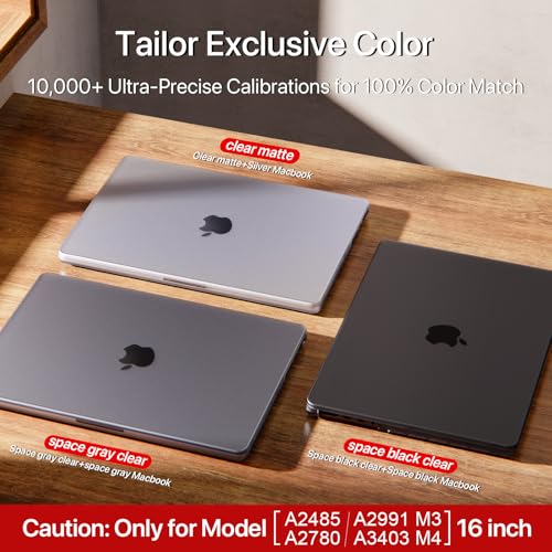 Macaset for MacBook Pro 16 inch Case 2024-2021 M4 M3 M2 M1 Pro/Max [Ultra-Thin Natural] for A3403 A3186 A2991 A2780 A2485 Protective Durable Matte Hard Shell Laptop Cover-Space Black Clear - color: Matte Black