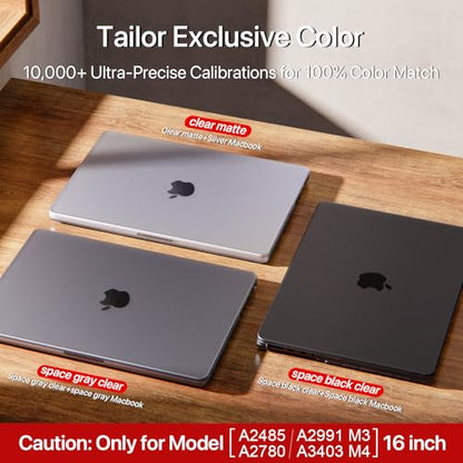 Macaset for MacBook Pro 16 inch Case 2024-2021 M4 M3 M2 M1 Pro/Max [Ultra-Thin Natural] for A3403 A3186 A2991 A2780 A2485 Protective Durable Matte Hard Shell Laptop Cover-Space Black Clear - color: Matte Black