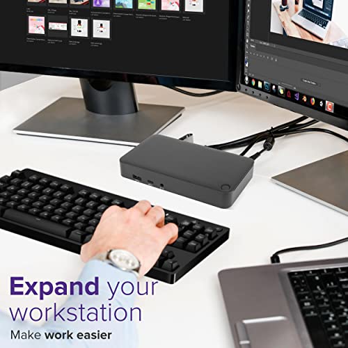 Targus USB C Docking Station Universal DV4K, USB C Laptop Docking Station Dual Monitor 2 HDMI, 65W Power Delivery, DisplayLink Works w/Operating Systems Like Windows, Mac, Android, iOS (DOCK310USZ) - size: Dual Monitor 4K, 5 Gbps, 65 Watt