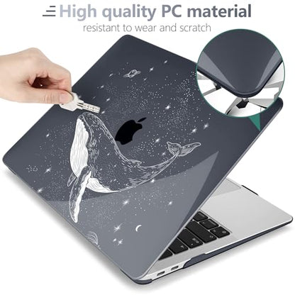 Batianda LumiArt Case for MacBook Air 13" M1 Chip, Cosmic Whale | Fits Model A2337/A2179/A1932, 2018-2020; 1.2mm Slim Lightweight Hard Shell Cover, Scratch Resistant,4-in-1 Accessories Bundle - color: Cosmic Whale