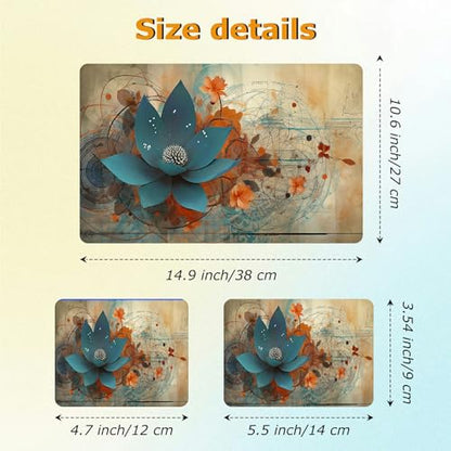 Universal Laptop Skin Sticker with 2 Wrist Pad Decals, 3-Piece Removable Vinyl Laptop Cover, Art Lotus Flower Waterproof Anti-Scratch, Easy-Trim Fit for 13.3" 14" 15.6" Laptops - color: Art Lotus Flower