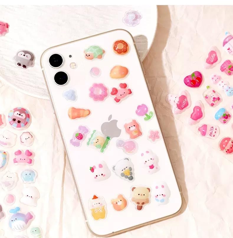 3D Puffy Stickers 6 Sheets 300+ Kawaii Stickers for Phone Case & Handbooks ﻿ ﻿ - style: 6PCS Stickers