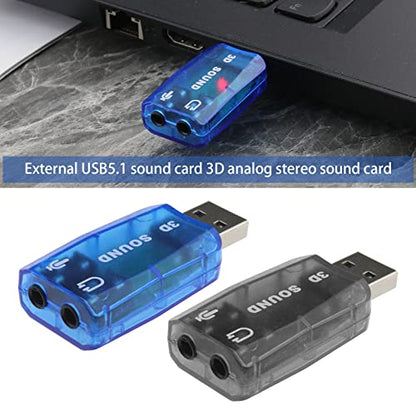 SING F LTD 4PCS External 5.1 USB Stereo Sound Card with 3.5mm Headphone and Microphone Ports 3D Virtual 5.1 Channel Audio Adapter Compatible with Windows 2 Black & 2 Blue