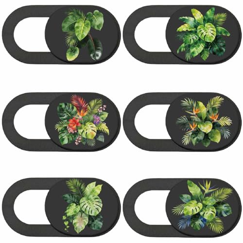 6Pcs 6 Styles Plant Camera Cover Slide Green Leaf Privacy Guard Accessories, Phone Front Camera Blocker 0.04 Inch Ultra Thin for Laptop Desktop Computer Tablet Notebook Mini PC Office Use - color: Green Leaf