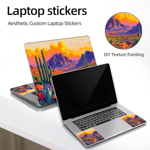 Universal Laptop Skin Sticker Decal, 12"-15.6" Aesthetic Vinyl Wrap | Desert Cacti Wildflowers Sunset Waterproof Notebook Cover Art Protector for MacBook HP Dell Lenovo, Fits 13" 14" 15" 15.6" - color: Desert Cacti Wildflowers Sunset