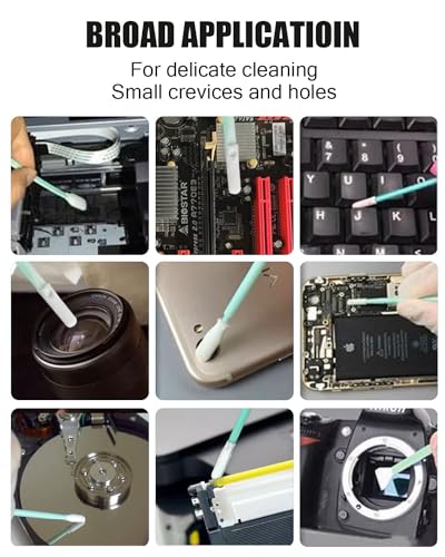 100 pcs 2.8" Dust-Free Microfiber Cloth Cleaning Swab Sticks for Mainboard/Hard Disk/Lightning Charging Port/Laptop HDMI LAN USB Port/Precise Instrument/Automotive Detailing/Component/SMT/PCB
