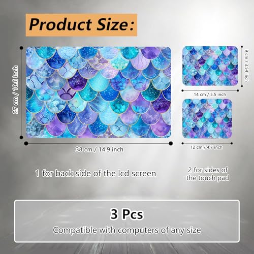 12.1”-15.6” Laptop Skin Sticker (Fits 13”, 13.3”, 14”, 15”, 15.4”) | Reusable Universal Protective Vinyl Art Decal Cover | Waterproof & Scratch-Resistant |Blue Iridescent Mermaid Scales - color: Blue iridescent Mermaid Scales