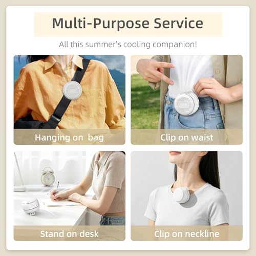 XAP Clip On Mini Fan, USB Rechargeable Portable Fan | 360° Rotatable, Silent Bladeless, 3 Speeds, Personal Cooling, Wearable