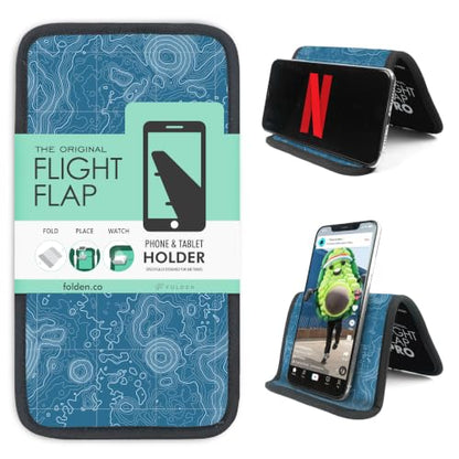 Airplane Phone Holder - Foldable Phone Stand for Plane Travel | Aluminum Build, 9 x 5 in. Topography, Tabletop Mount Desk, Plane Tray Seat back, Treadmill, Fits iPhone Cell Phone - color: Topography, size: Large