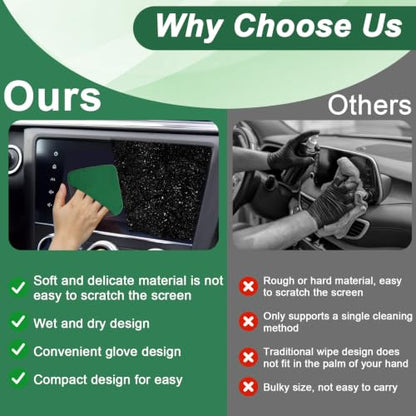 BFXM 2PCS Car Screen Cleaner, 4.1''×4.1'' Green Microfiber Dashboard Wipes | Square Microfiber Cloth, Automotive Display Wipes,Vehicle Screen Cleaner Tool for Dashboard Display, Car Interior Tool - color: Green& Grey