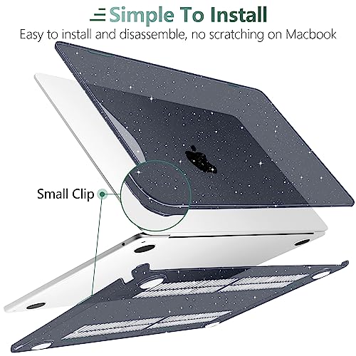Clear Glitter Case for MacBook Air 15 Inch M5 M4 M3 M2 (2026-2023) A3448 A3241 A3114 A2941, Protective Hard Shell Cover Compatible with Touch ID & Liquid Retina Display - Star Black - color: Star Black