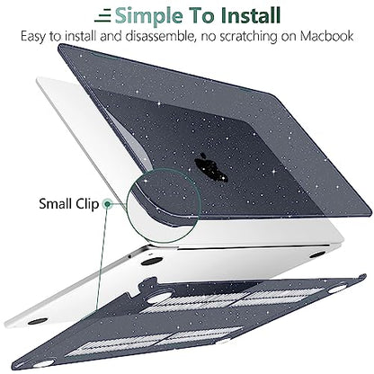 Clear Glitter Case for MacBook Air 15 Inch M5 M4 M3 M2 (2026-2023) A3448 A3241 A3114 A2941, Protective Hard Shell Cover Compatible with Touch ID & Liquid Retina Display - Star Black - color: Star Black