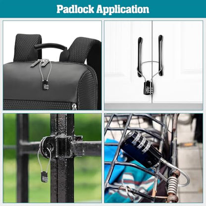 Zinc Alloy Wire Rope Cable Lock with Resettable Code - Helmet, Luggage, Ski, Snowboard, Bikes, Stroller, Cabinet Lock - size: 7 Inch