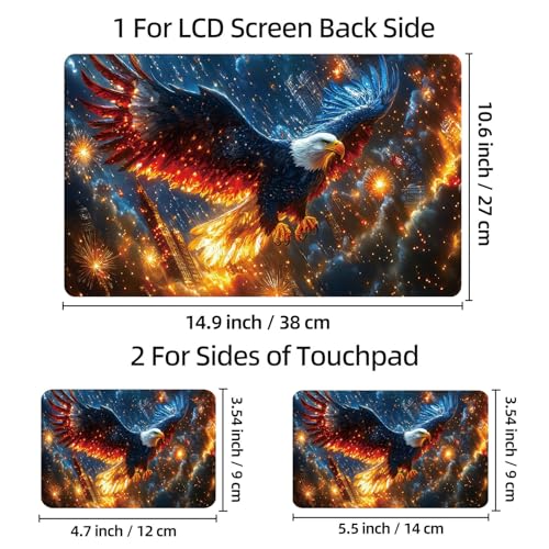 Universal Laptop Skin Sticker Decal, 12"-15.6" Aesthetic Vinyl Wrap, Bald Eagle Flying Galaxy Waterproof Notebook Cover Art Protector for MacBook HP Dell Lenovo, Fits 13" 14" 15" 15.6" - color: Bald Eagle Flying Galaxy