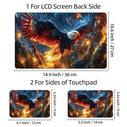 Universal Laptop Skin Sticker Decal, 12"-15.6" Aesthetic Vinyl Wrap, Bald Eagle Flying Galaxy Waterproof Notebook Cover Art Protector for MacBook HP Dell Lenovo, Fits 13" 14" 15" 15.6" - color: Bald Eagle Flying Galaxy