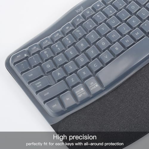 Keyboard Cover Skin for Logitech Wave Keys MK670 Combo Keyboard Skin, Logitech Wave Keys Wireless Ergonomic Keyboard Cover Protector Skin, Logitech Wave Keys Accessories, Clear - color: Clear